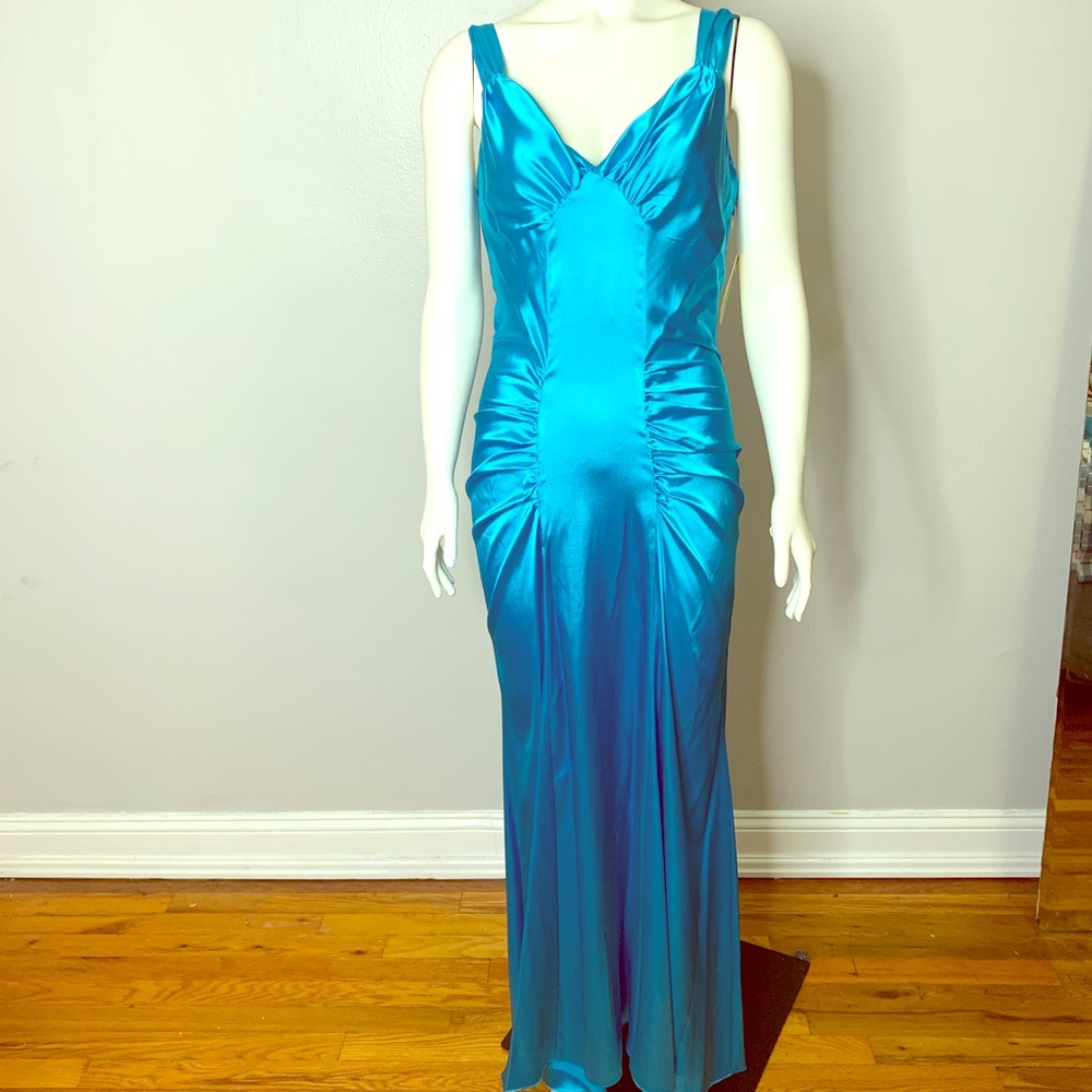 ❌SOLD❌ Formal evening gown | turquoise satin